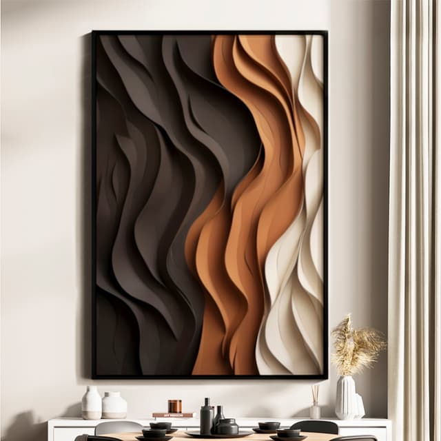 Quadro Decorativo Abstratos Ondas Marrom Arte Plástica