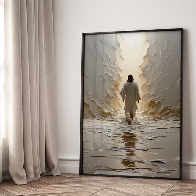 Quadro Decorativo Religiosos Jesus anda sobre as águas